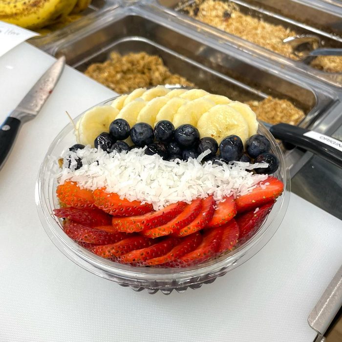 Açaí bowl with banana, strawberry and blueberries
